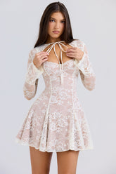 vintage cream lace mini dress