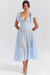 bluebell floral lace midi dress