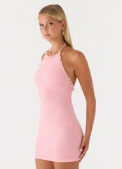 Aeline Knit Halter Mini Dress - Pink