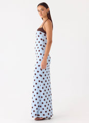 Alessandro Halter Maxi Dress - Blue Mocha Dot