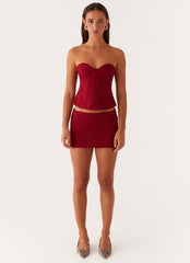 Armelle Micro Mini Skirt - Maroon