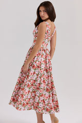 floral rose print stretch cotton corset sundress