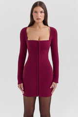 berry bodycon mini dress - sale