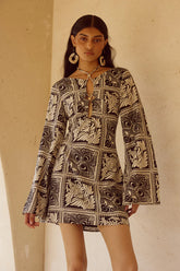 CHANTELLE SLEEVED MINI DRESS - HAVANNA BLACK