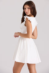 white cotton embroidered mini dress