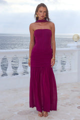 LILLIE CORSET MAXI DRESS - PLUM