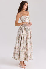 cream floral print cotton midi sundress