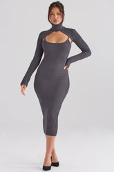 charcoal knit midi dress - sale