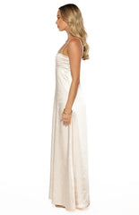 Natasha Cream Satin Maxi Dress