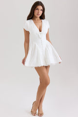 white stretch cotton mini dress