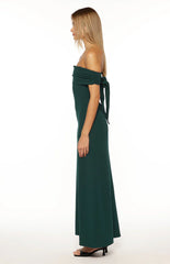Erica Teal Crepe Off the Shoulder Maxi Dress
