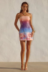 IBIZA STRAPLESS SEQUIN MINI DRESS - NADIA PINK OMBRE