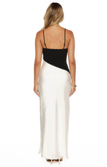 Elise Black Satin Cowl Front Maxi Dress