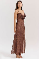 espresso lace maxi dress