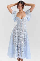 bluebell floral lace midi dress