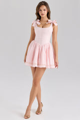 pink stretch cotton mini dress