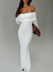 Sofenna Long Sleeve Off Shoulder Maxi Dress White