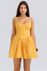 apricot lace corset mini dress