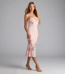 Botanical Beauty Floral Mesh Midi Dress