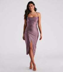 Ever So Chic Wrap-Front Midi Dress