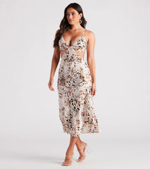 Favorite Moment Satin Printed Midi Dress