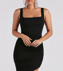 Sophisticated Hour Crepe Asymmetrical Midi Dress