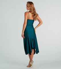 Refined Chic Cowl Ruffled Midi Dress