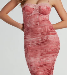 Gorgeous Entrance Lace Trim Printed Midi Dress