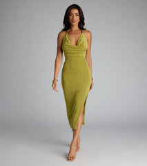 Chic Paradise Halter Open Back Slit Midi Dress