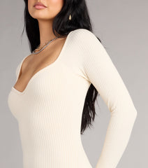 Cozy Allure Long Sleeve Slit Midi Dress