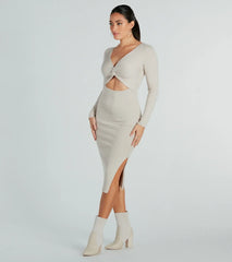 Twist Perfection Cutout Sweater Midi Dress