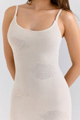 ecru rose embroidered maxi dress