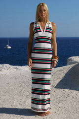 EMRYN HALTER KNIT MAXI DRESS - MULTI STRIPE