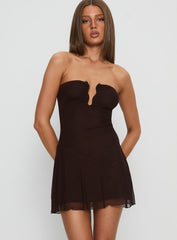 Love To Love Strapless Mini Dress Brown
