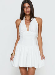 Imojen Halter Mini Dress White