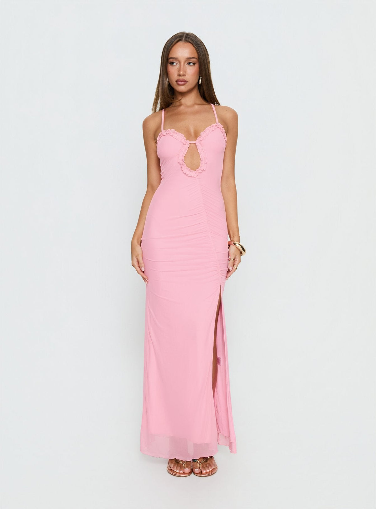 Soulina Ruched Maxi Dress Pink