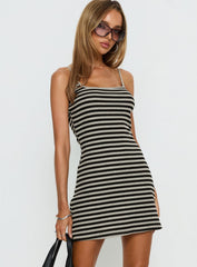 Rydar Scoop Mini Dress Grey / Black Stripe