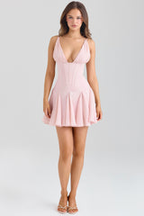 pink satin corset mini dress