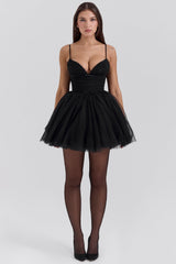 black tulle mini dress - sale
