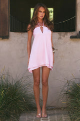 FREYA FLOWY HALTER MINI DRESS - PETAL