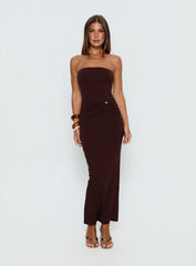 Signature Move Strapless Maxi Dress Chocolate Brown