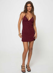 Chantria Mini Dress Burgundy Lower Impact