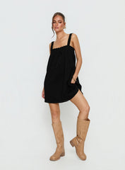 Reason To Stay Lace Trim Floaty Mini Dress Black