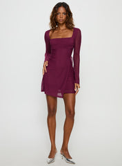 Martinez Long Sleeve Mini Dress Plum