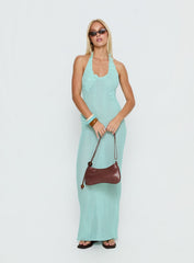Nalanie Halter Crochet Maxi Dress Aqua