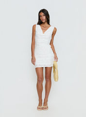 Brigetta Cowl Neck Mini Dress White