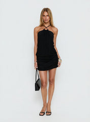 Hedlea Draped Ring Detail Mini Dress Black