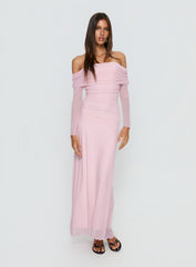 Emorissa Off Shoulder Long Sleeve Maxi Dress Soft Pink