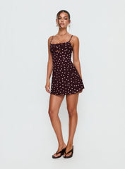 Powell Mini Dress Burgundy / Pink Polka Dot