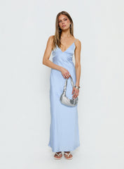 Normanby V Neck Tie Detail Maxi Dress Blue